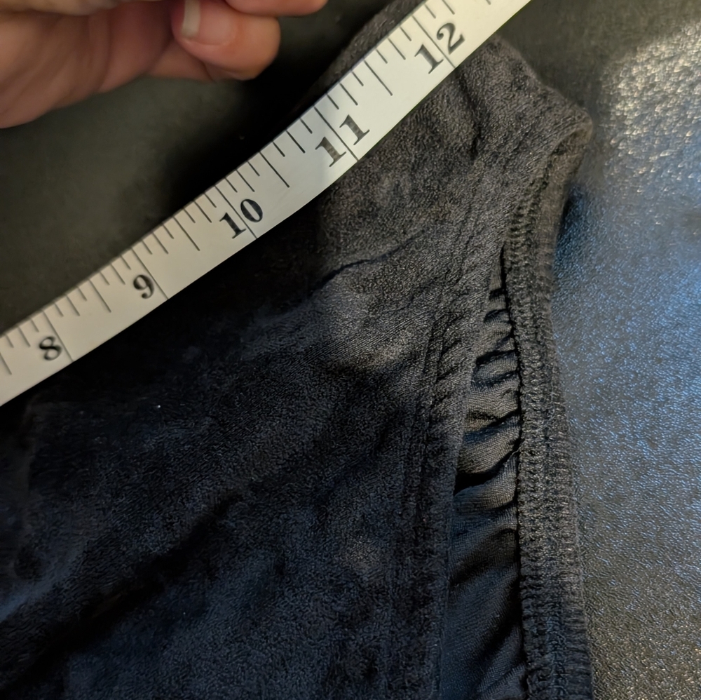'90s Vintage High Thigh Cut Bikini Bottom Black Suede-Like Fabric - Picture 7 of 8